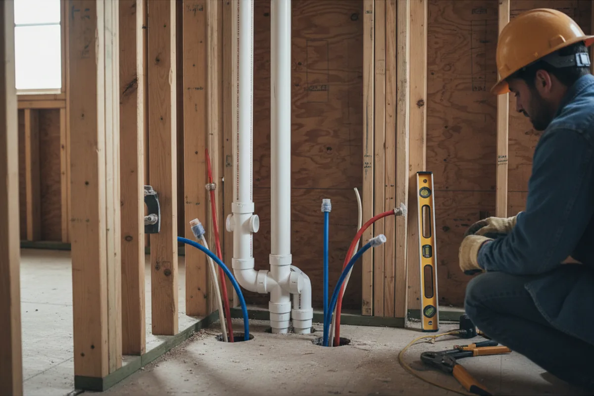Drain and supply rough-in during Sump Pump Repair in Deepwater